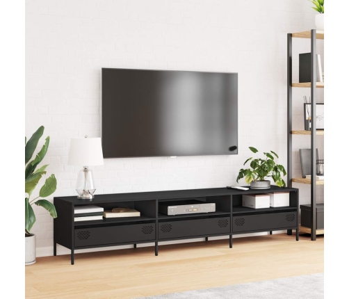 Mueble para TV acero laminado en frío negro 202x39x43,5 cm