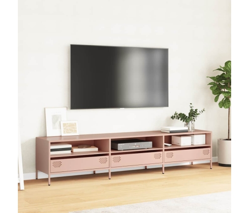 Mueble para TV acero laminado en frío rosa 202x39x43,5 cm