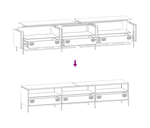 Mueble de TV acero laminado en frío antracita 202x39x43,5 cm