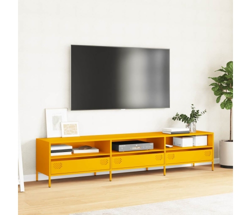 Mueble TV acero laminado en frío amarillo mostaza 202x39x43,5cm