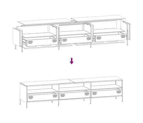 Mueble TV acero laminado en frío amarillo mostaza 202x39x43,5cm