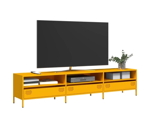 Mueble TV acero laminado en frío amarillo mostaza 202x39x43,5cm