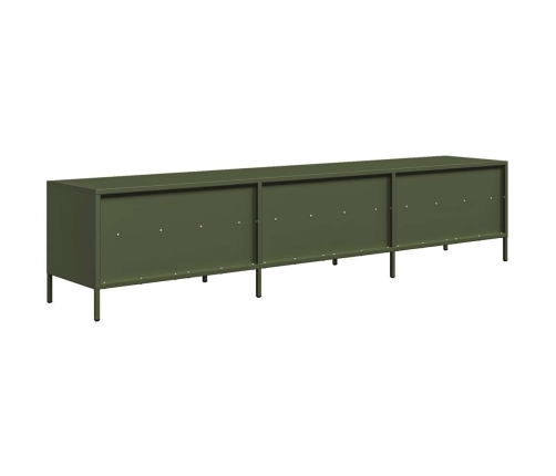 Mueble TV acero laminado en frío verde oliva 202x39x43,5 cm