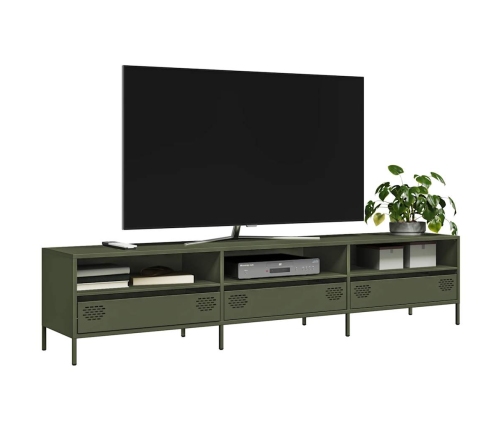 Mueble TV acero laminado en frío verde oliva 202x39x43,5 cm