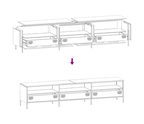 Mueble para TV acero laminado en frío blanco 202x39x43,5 cm