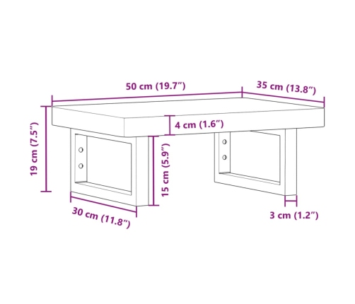 Estante de lavabo de pared de acero y madera maciza de haya