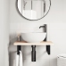 Estante de lavabo de pared de acero y madera maciza de roble