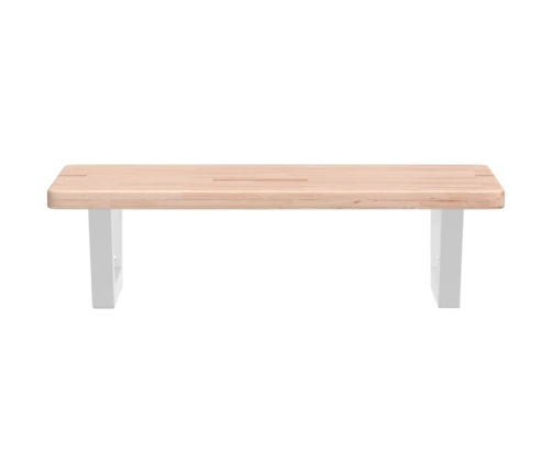 Estante de lavabo de pared de acero y madera maciza de roble