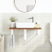 Estante de lavabo de pared de acero y madera maciza de roble