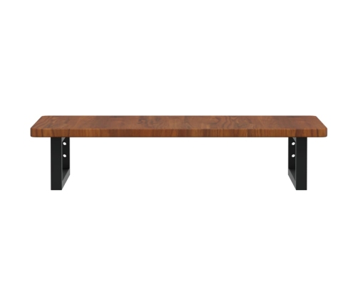 Estante de lavabo de pared de acero y madera maciza de roble