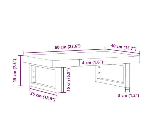 Estante de lavabo de pared de acero y madera maciza de haya