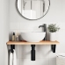 Estante de lavabo de pared de acero y madera maciza de haya