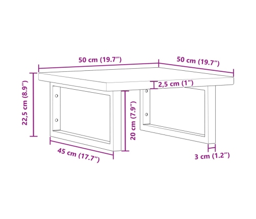 Estante de lavabo de pared de acero y madera maciza de roble