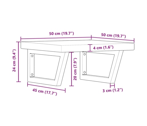 Estante de lavabo de pared de acero y madera maciza de roble