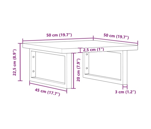 Estante de lavabo de pared de acero y madera maciza de haya