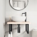 Estante de lavabo de pared de acero y madera maciza de roble
