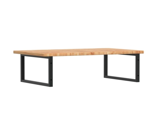Estante de lavabo de pared de acero y madera maciza de roble