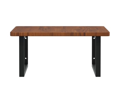 Estante de lavabo de pared de acero y madera maciza de roble