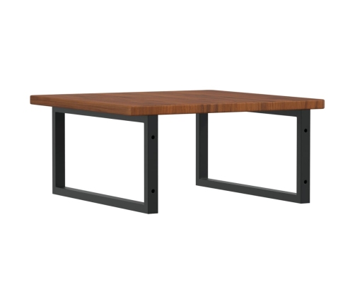 Estante de lavabo de pared de acero y madera maciza de roble