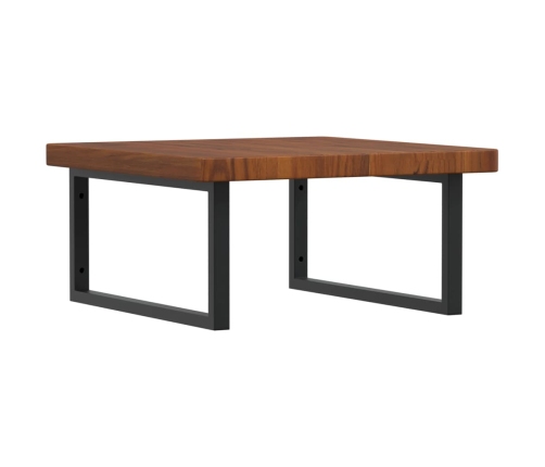 Estante de lavabo de pared de acero y madera maciza de roble