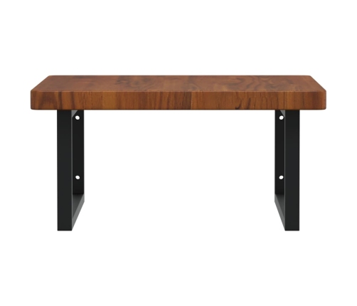 Estante de lavabo de pared de acero y madera maciza de roble