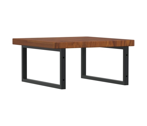 Estante de lavabo de pared de acero y madera maciza de roble
