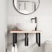 Estante de lavabo de pared de acero y madera maciza de haya