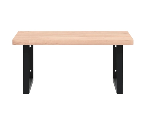 Estante de lavabo de pared de acero y madera maciza de haya