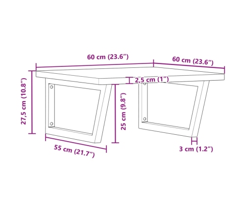 Estante de lavabo de pared de acero y madera maciza de haya