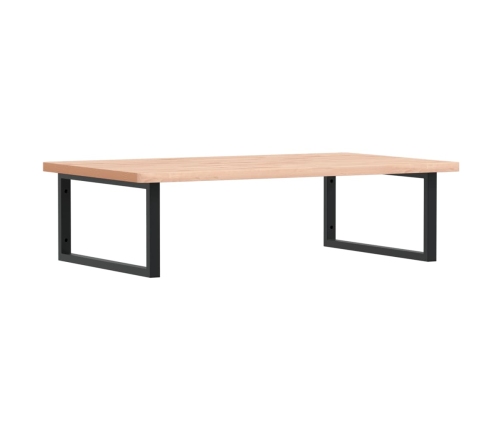 Estante de lavabo de pared de acero y madera maciza de haya