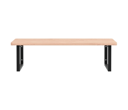Estante de lavabo de pared de acero y madera maciza de haya