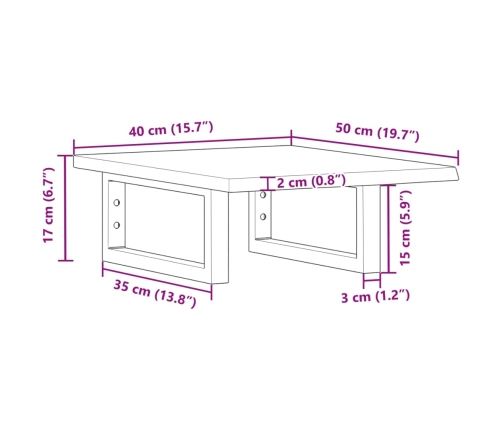 Estante de lavabo de pared de acero y madera maciza de roble