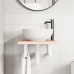 Estante de lavabo de pared de acero y madera maciza de roble