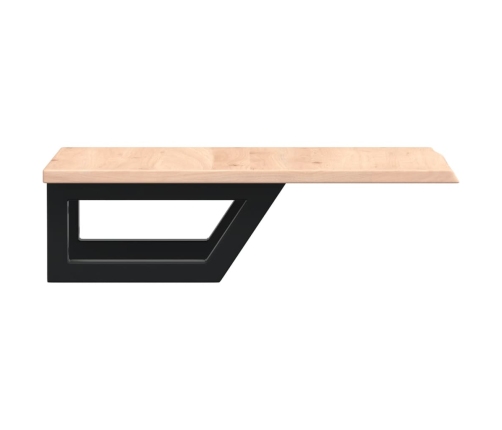 Estante de lavabo de pared de acero y madera maciza de roble