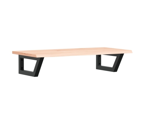 Estante de lavabo de pared de acero y madera maciza de roble
