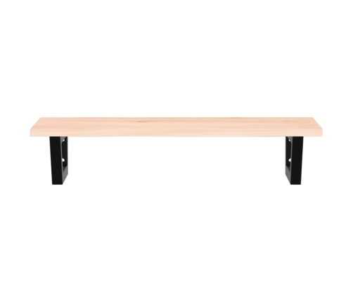 Estante de lavabo de pared de acero y madera maciza de roble