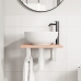 Estante de lavabo de pared de acero y madera maciza de roble