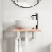 Estante de lavabo de pared de acero y madera maciza de roble