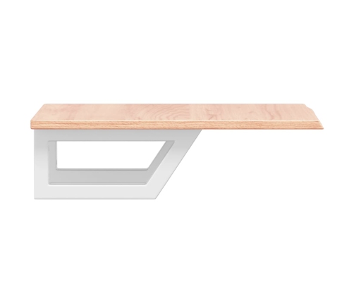 Estante de lavabo de pared de acero y madera maciza de roble
