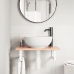 Estante de lavabo de pared de acero y madera maciza de roble