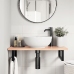 Estante de lavabo de pared de acero y madera maciza de roble