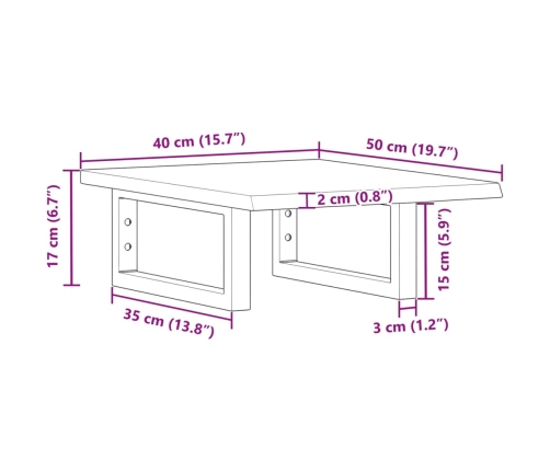 Estante de lavabo de pared de acero y madera maciza de roble