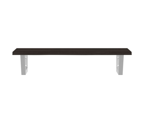 Estante de lavabo de pared de acero y madera maciza de roble
