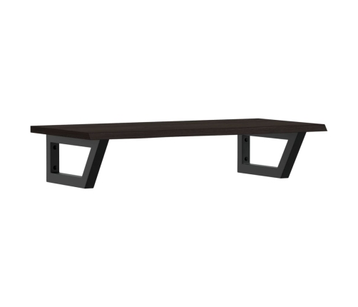 Estante de lavabo de pared de acero y madera maciza de roble