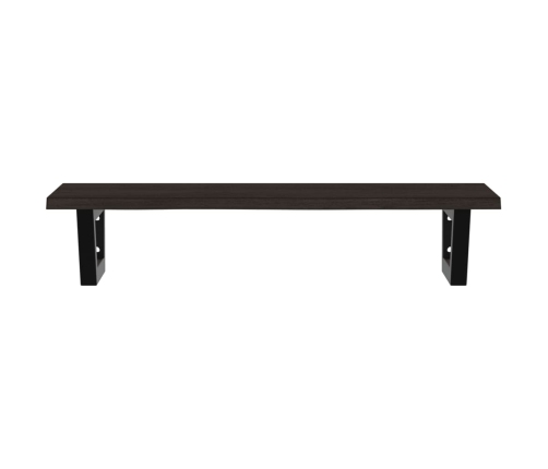 Estante de lavabo de pared de acero y madera maciza de roble