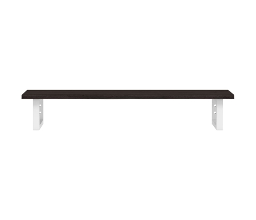 Estante de lavabo de pared de acero y madera maciza de roble
