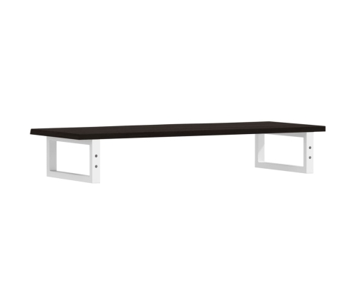 Estante de lavabo de pared de acero y madera maciza de roble