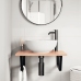 Estante de lavabo de pared de acero y madera maciza de roble