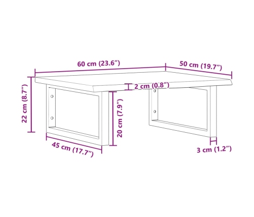 Estante de lavabo de pared de acero y madera maciza de roble