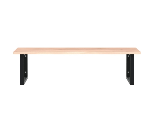 Estante de lavabo de pared de acero y madera maciza de roble